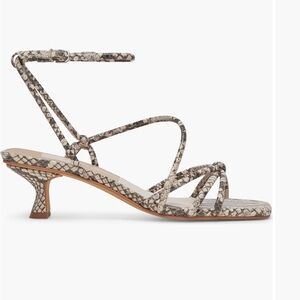 Dolce Vita Bev Kitten Heel Strappy Sandal in Black White Snake Motif - 7